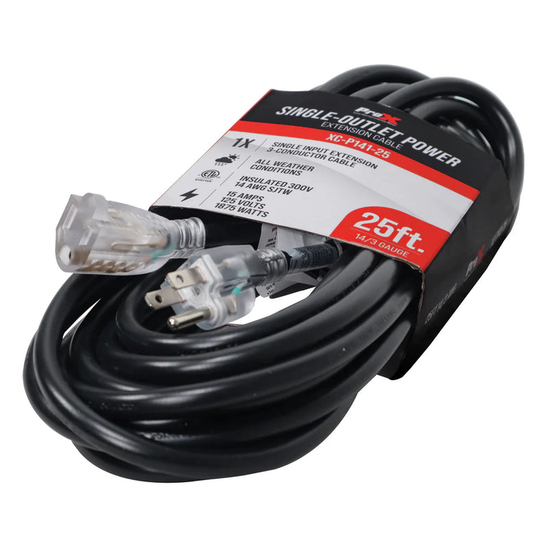 PROX-XC-P141-25 - ProX XC-P141-25 120 VAC Extension Cord NEMA 5-15P to NEMA 5-15R 14AWG - 25ft