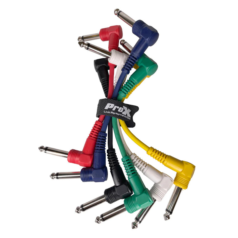 PRO-X- XC-PATCHX6 - ProX XC-PATCHX6 1/4" TS Male to 1/4" TS Male Right Angle Premium Patch Cables 6-Pack - 6"