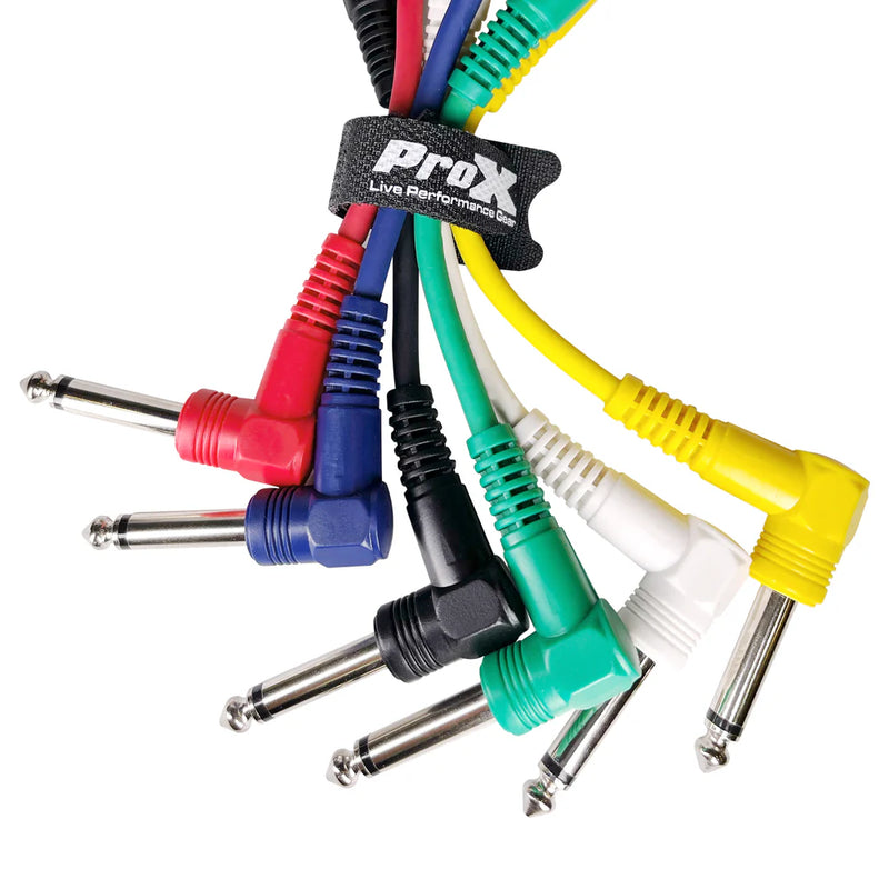 PRO-X- XC-PATCHX6 - ProX XC-PATCHX6 1/4" TS Male to 1/4" TS Male Right Angle Premium Patch Cables 6-Pack - 6"