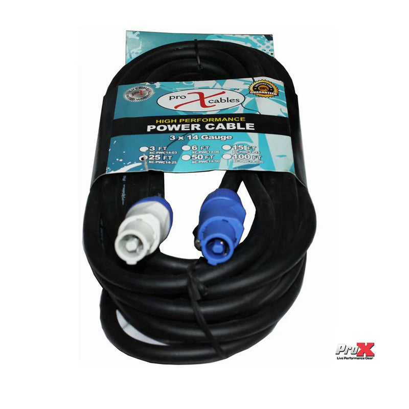 PROX-XC-PWC14-25 - ProX XC-PWC14-25 14 AWG High Performance PowerCon Link Grey Male to PowerCon Blue Male - 25ft