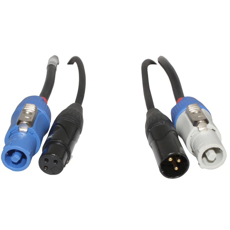 PROX-XC-PWC14-DMX03 - ProX XC-PWC14-DMX03 14 AWG PowerCon Blue-M to Gray-M + DMX-3 XLR M to F - 3ft