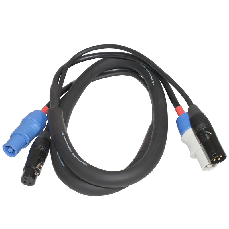 PROX-XC-PWC14-DMX10 - ProX XC-PWC14-DMX10 14 AWG PowerCon Blue-M to Gray-M + DMX-3 XLR M to F - 10ft