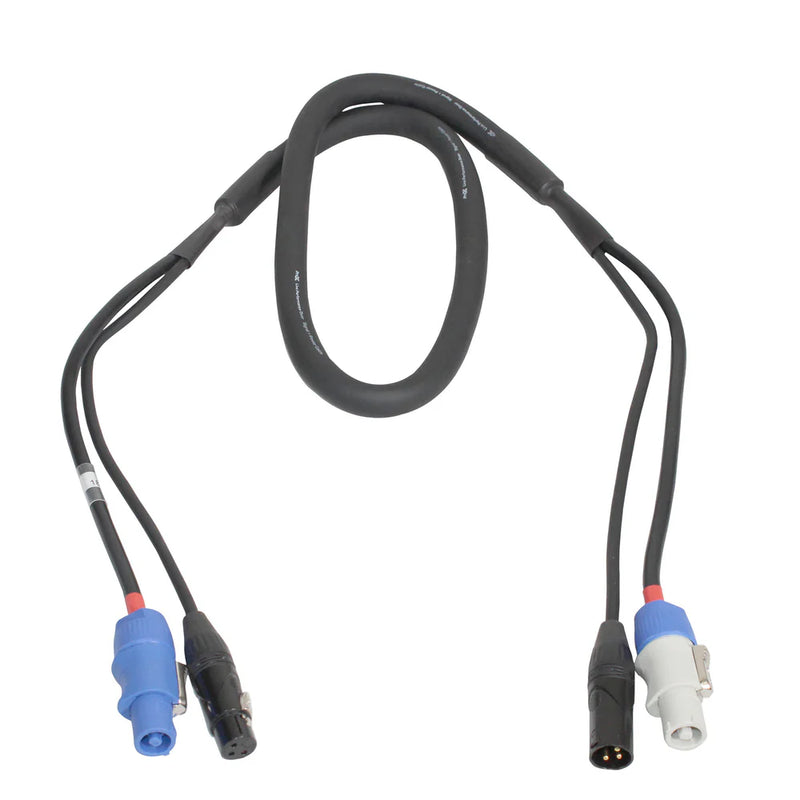 PRO-X- XC-PWC14-DMX05 - ProX XC-PWC14-DMX05 14 AWG PowerCon Blue-M to Gray-M + DMX-3 XLR M to F - 5ft