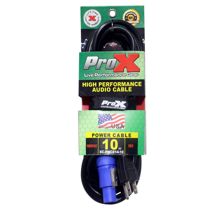 PRO-X- XC-PWCE14-10 - ProX XC-PWCE14-10 14 AWG High Performance Power Cord NEMA 5-15 Edison to PowerCon Blue Male - 10ft