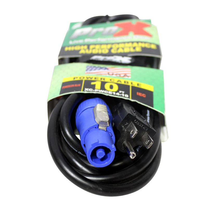 PRO-X- XC-PWCE14-10 - ProX XC-PWCE14-10 14 AWG High Performance Power Cord NEMA 5-15 Edison to PowerCon Blue Male - 10ft