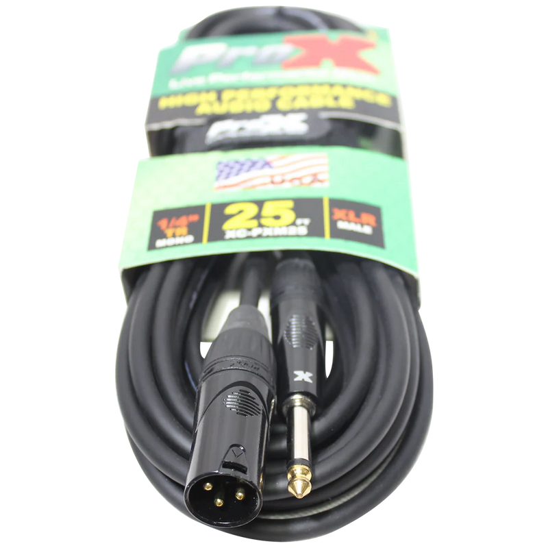 PRO-X- XC-PXM25 - ProX XC-PXM25 25 Ft. Unbalanced 1/4" TS to XLR3-M High Performance Audio Cable