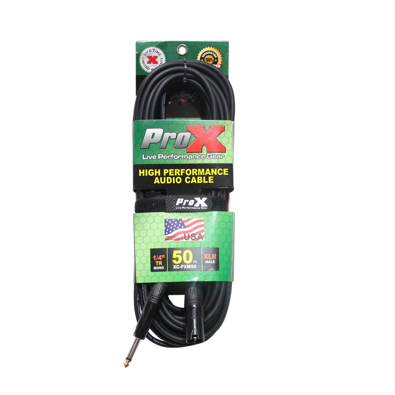 PROX-XC-PXM50 - ProX XC-PXM50 50 Ft. Unbalanced 1/4" TS-M to XLR3-M High Performance Audio Cable