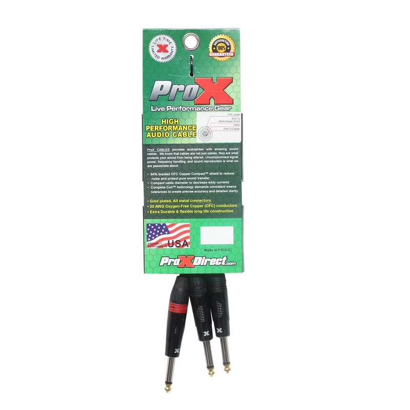 PRO-X- XC-PYP03 - ProX XC-PYP03 1/4" to Dual 1/4" High Performance Audio Cable - 3 Ft.