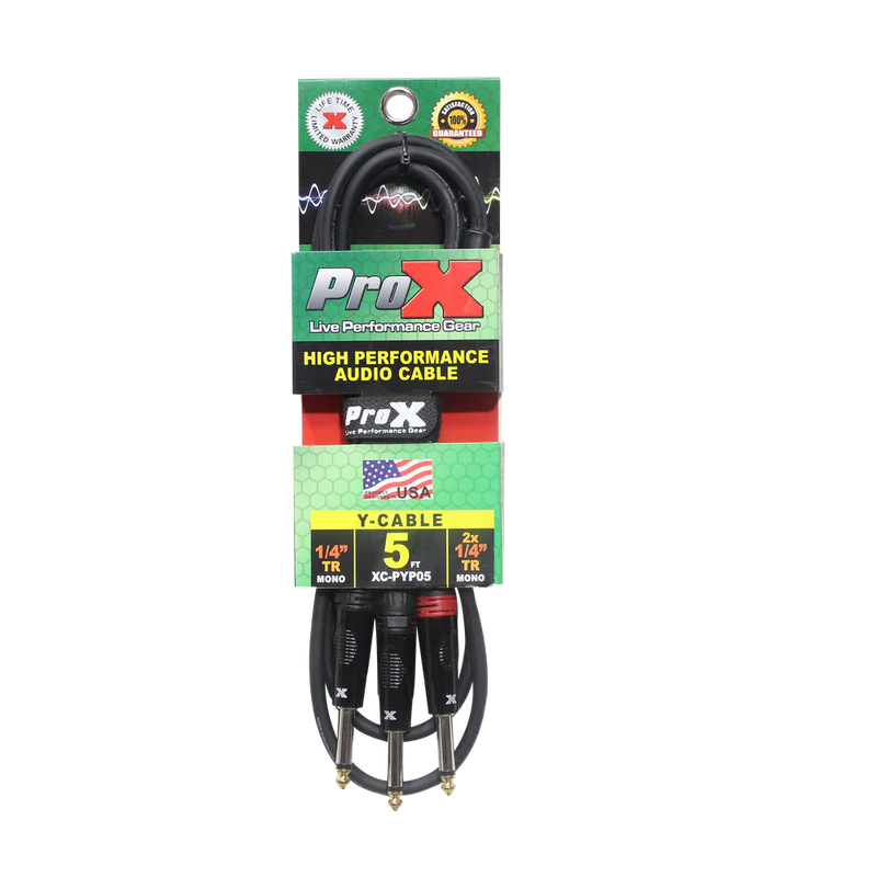 PRO-X- XC-PYP05 - ProX XC-PYP05 1/4" TS-M to Dual 1/4" TS-M High Performance Audio Cable - 5 Ft.