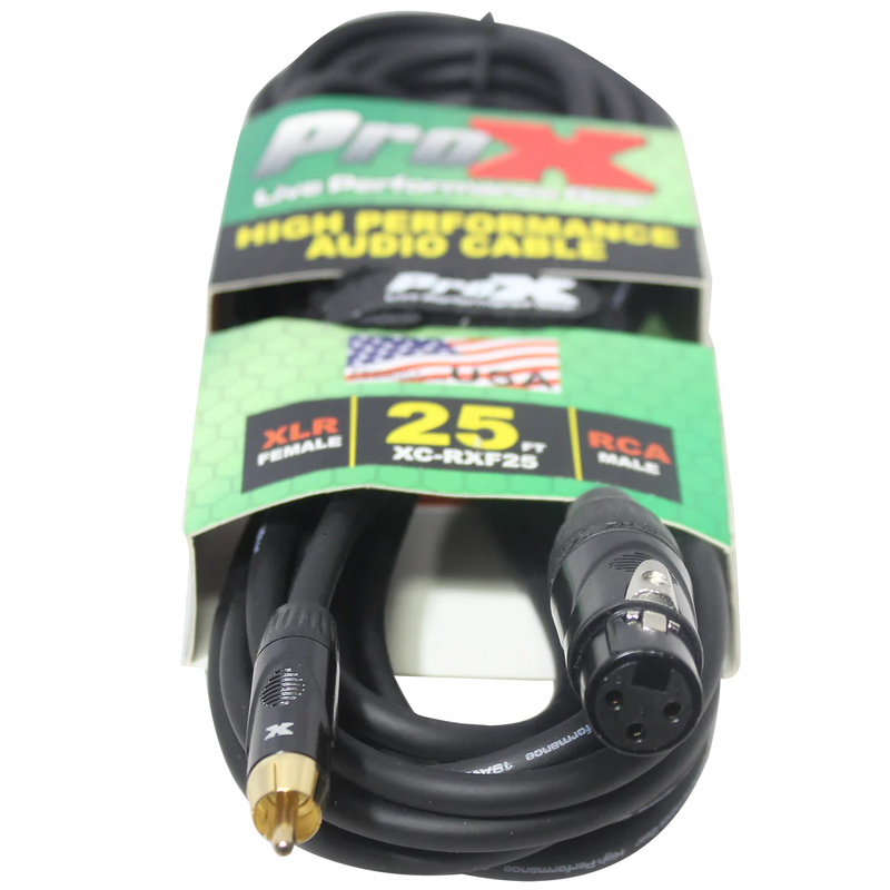 PRO-X- XC-RXF25 - ProX XC-RXF25 25 Ft. Unbalanced RCA to XLR3-F High Performance Audio Cable