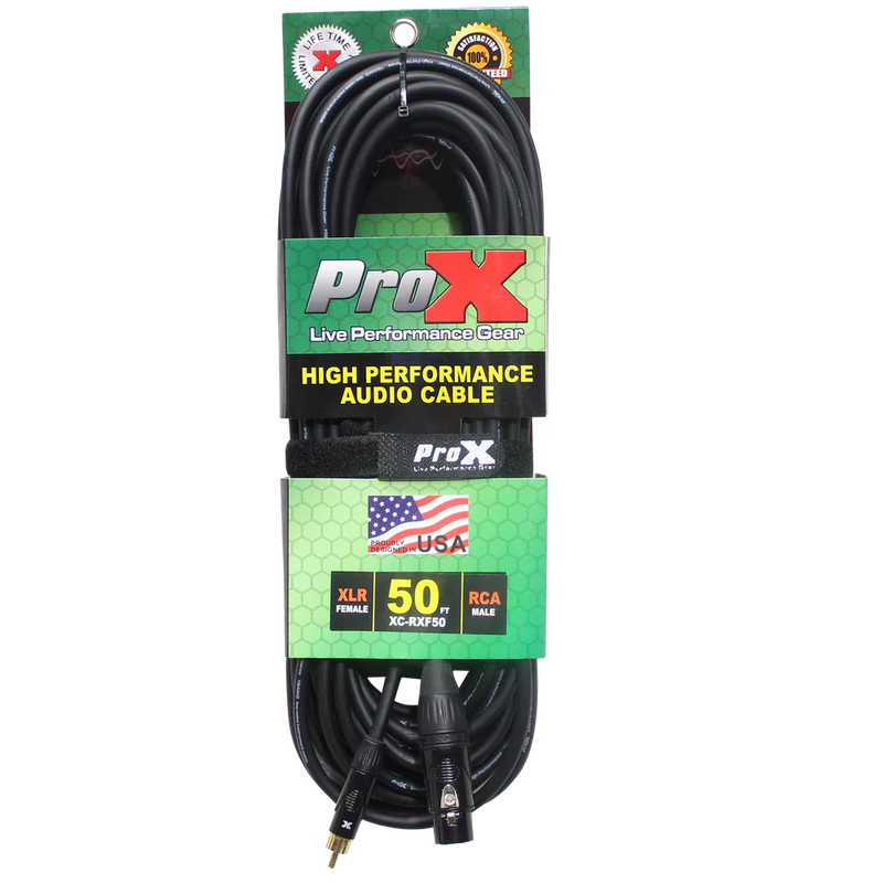 PRO-X- XC-RXF50 - ProX XC-RXF50 50 Ft. Unbalanced RCA to XLR3-F High Performance Audio Cable