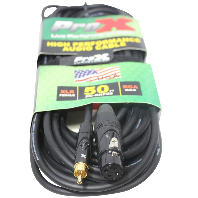 PRO-X- XC-RXF50 - ProX XC-RXF50 50 Ft. Unbalanced RCA to XLR3-F High Performance Audio Cable