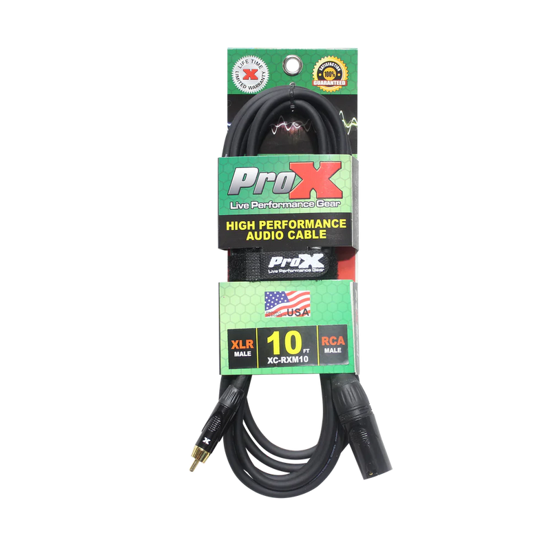 PRO-X- XC-RXM10 - ProX XC-RXM10 10 Ft. Unbalanced RCA to XLR3-M High Performance Audio Cable