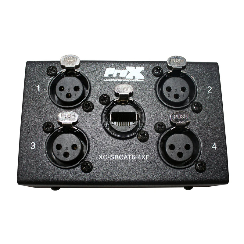 PRO-X- XC-SBCAT6-4XF - ProX Cable XC-SBCAT6-4XF 4 Channel XLR-F CAT6 Audio/DMX Portable Snake Box FEMALE