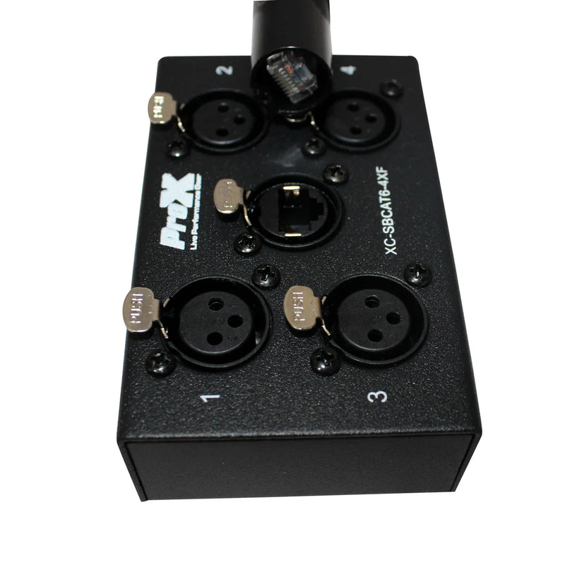 PRO-X- XC-SBCAT6-4XF - ProX Cable XC-SBCAT6-4XF 4 Channel XLR-F CAT6 Audio/DMX Portable Snake Box FEMALE