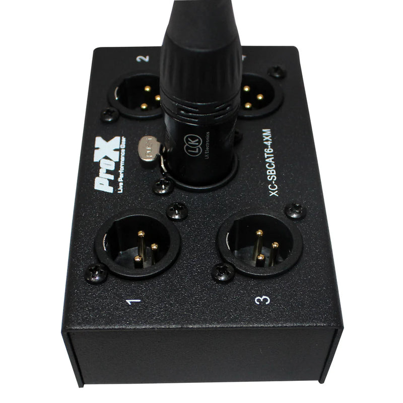 PRO-X- XC-SBCAT6-4XM - ProX XC-SBCAT6-4XM 4 Channel XLR-M CAT6 Audio/DMX Portable Snake Box