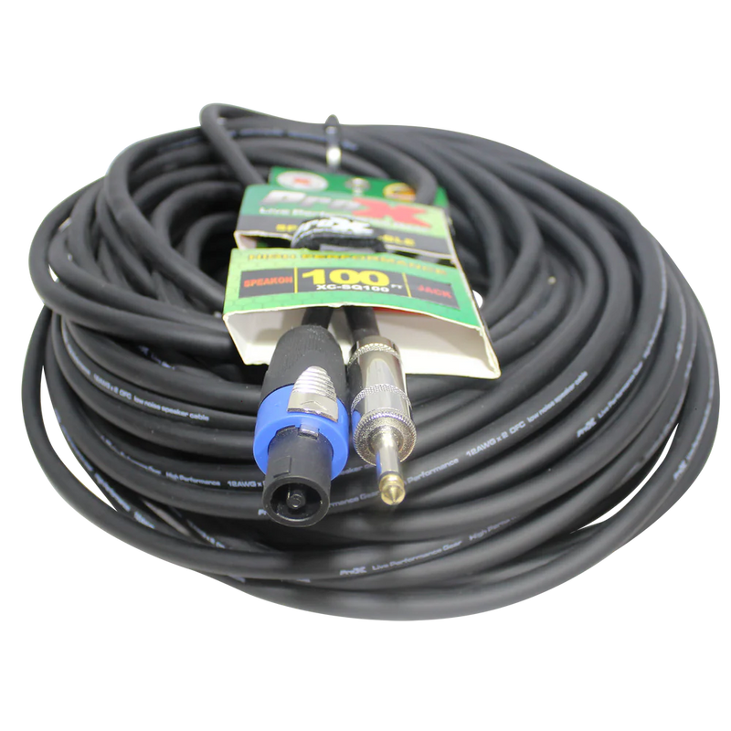 PRO-X- XC-SQ100 - ProX XC-SQ100 100ft. SpeakOn to 1/4" TS-M High Performance Speaker Cable 12AWG