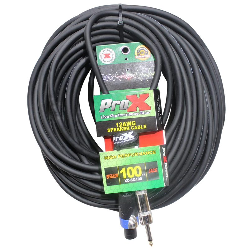 PRO-X- XC-SQ100 - ProX XC-SQ100 100ft. SpeakOn to 1/4" TS-M High Performance Speaker Cable 12AWG