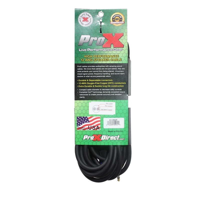 PRO-X- XC-SQ25 - ProX XC-SQ25 25ft. 12 AWG SpeakOn to 1/4" TS High Performance Speaker Cable