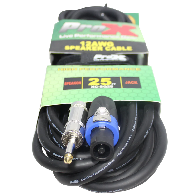 PRO-X- XC-SQ25 - ProX XC-SQ25 25ft. 12 AWG SpeakOn to 1/4" TS High Performance Speaker Cable