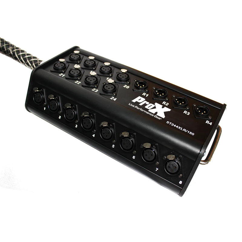 PRO-X- XC-SB244XLR150 - ProX XC-SB244XLR150 150 Ft Stage Box Snake 24 XLR-F Input 4 XLR-M Return