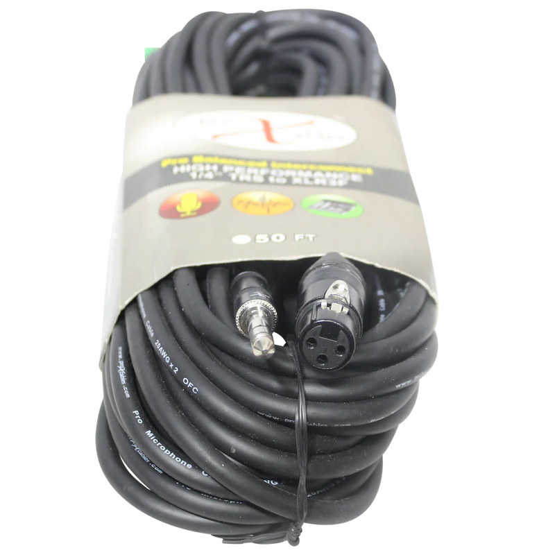 PROX-XC-SXF50 - ProX XC-SXF50 50 Ft. Balanced 1/4" TRS-M to XLR3-F High Performance Audio Cable