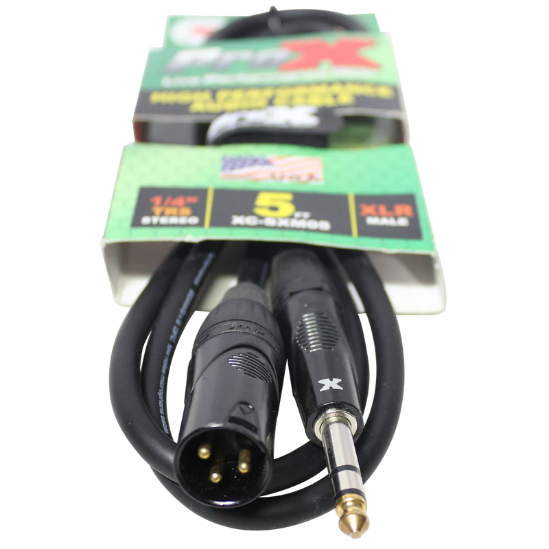 PRO-X- XC-SXM05 - ProX XC-SXM05 5 Ft. Balanced XLR3-M to 1/4" TRS-M High Performance Audio Cable