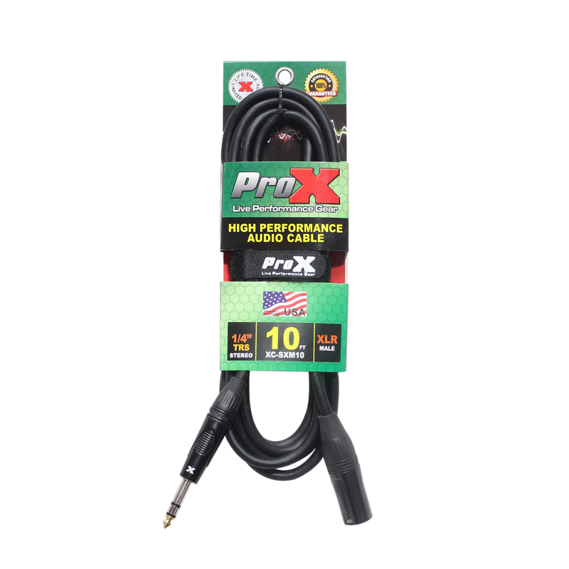 PROX-XC-SXM10 - ProX XC-SXM10 10 Ft. Balanced XLR3-M to 1/4 TRS-M High Performance Audio Cable