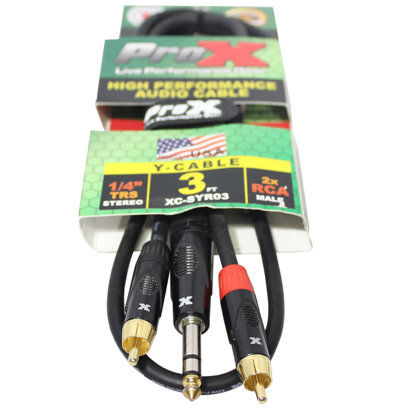 PRO-X- XC-SYR03 - ProX XC-SYR03 Unbalanced 1/4" TRS-M to Dual RCA-M High Performance Audio Cable - 3 Ft.