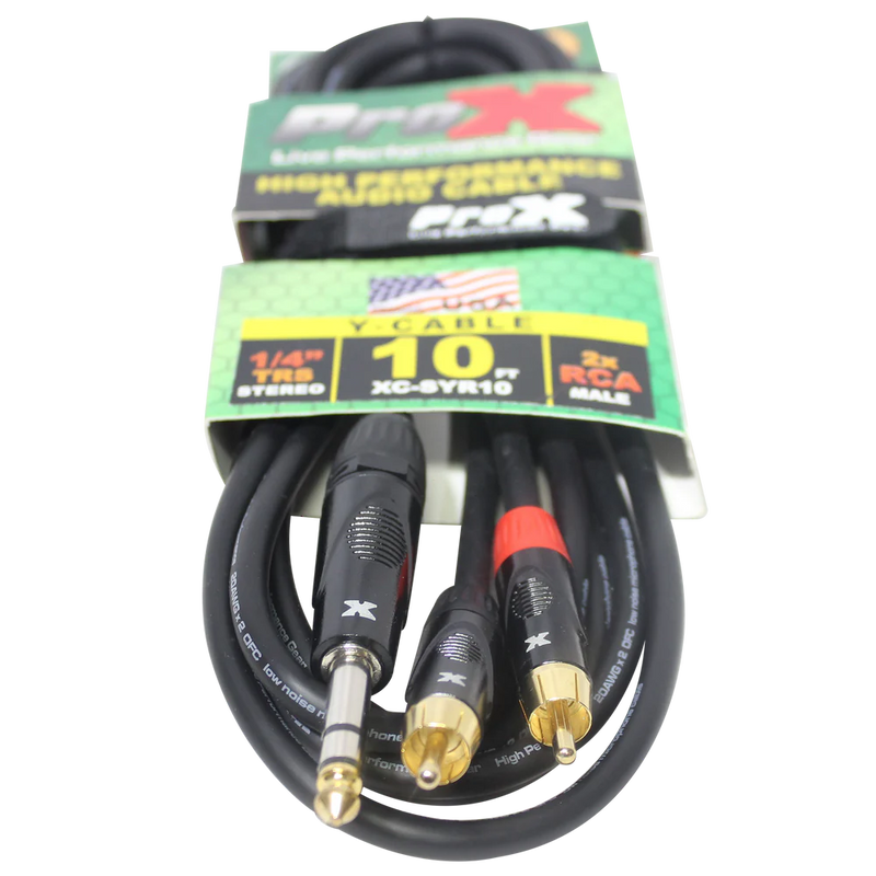 PROX-XC-SYR10 - ProX XC-SYR10 Unbalanced 1/4" TRS-M to Dual RCA-M High Performance Audio Cable - 10 Ft.