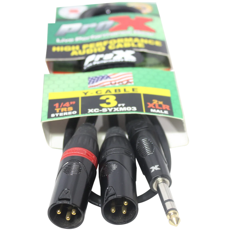 PRO-X- XC-SYXM03 - ProX XC-SYXM03 1/4" TRS-M Stereo to Dual XLR3-M High Performance Y Cable - 3 Ft.