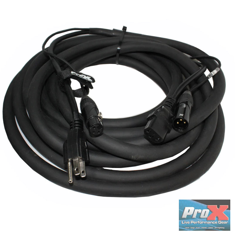 PRO-X- XC-XLREC25 - ProX XC-XLREC25 Power Cord/Audio Cable IEC Female to NEMA 15P & Balanced XLR-M to XLR-F - 25ft