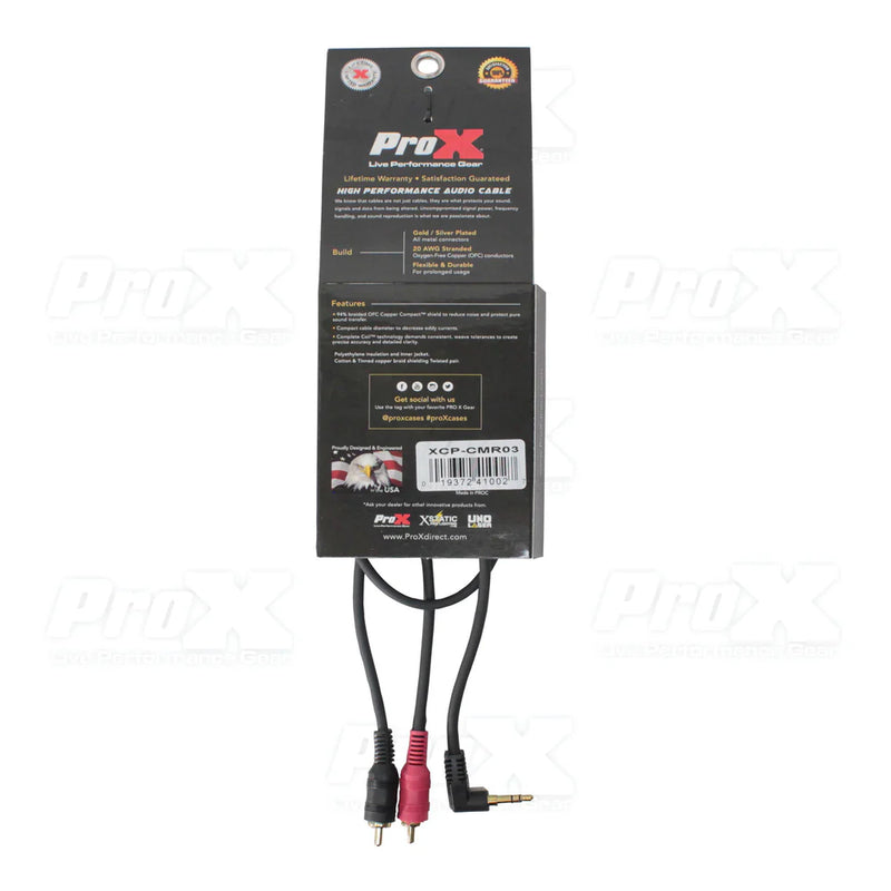 PRO-X- XCP-CMR03 - ProX XCP-CMR03 Audio Cable 1/8" (3.5mm) Mini TRS to Dual RCA-M - 3 Ft.