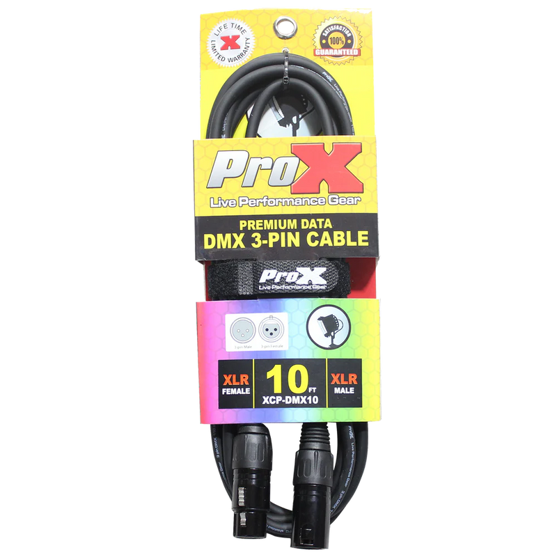 PROX-XCP-DMX10 - ProX XCP-DMX10 10 Ft. DMX XLR3-M to XLR3-F Premium Cable