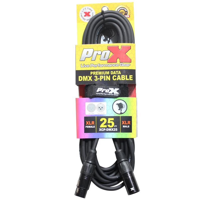 PROX-XCP-DMX25 - ProX XCP-DMX25 25 Ft. DMX XLR3-M to XLR3-F Premium Cable