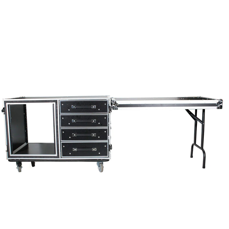 PRO-X- XS-12U4DTWCO - ProX XS-12U4DTWCO Dual-Table Case And Mixing Console Workstation W-Casters