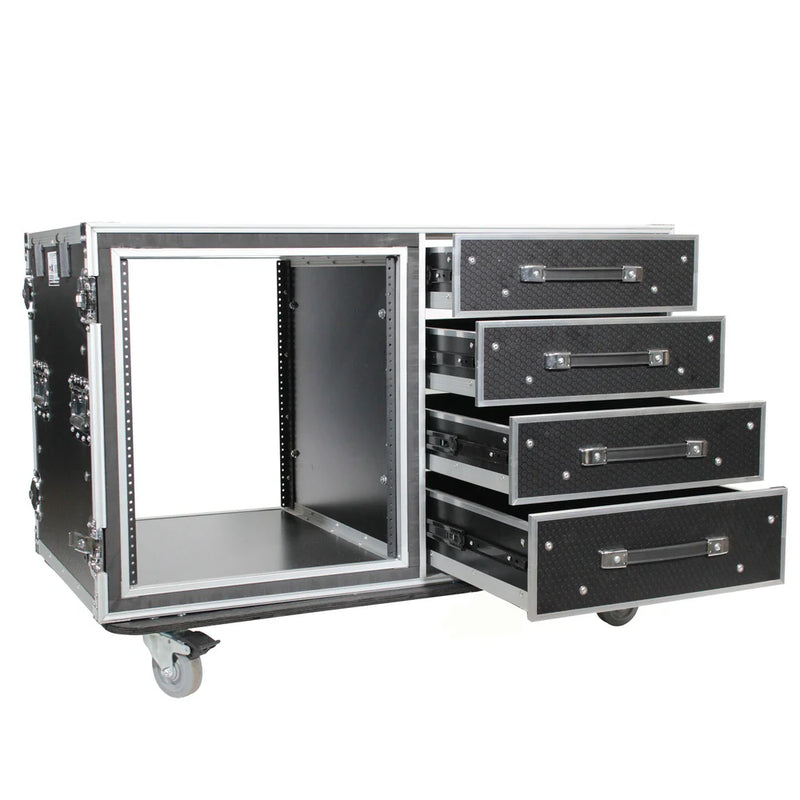 PRO-X- XS-12U4DTW - ProX XS-12U4DTW 12U Shockproof Workstation Case W-Dual Side Table and Drawers