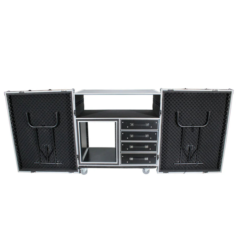 PRO-X- XS-12U4DTWCO - ProX XS-12U4DTWCO Dual-Table Case And Mixing Console Workstation W-Casters