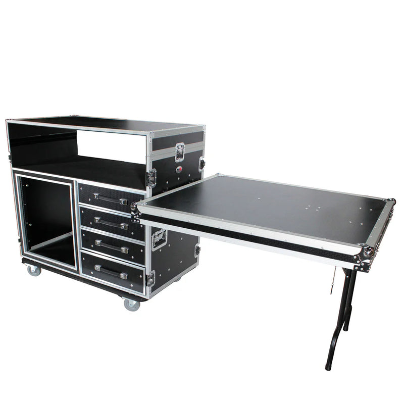 PRO-X- XS-12U4DTWCO - ProX XS-12U4DTWCO Dual-Table Case And Mixing Console Workstation W-Casters