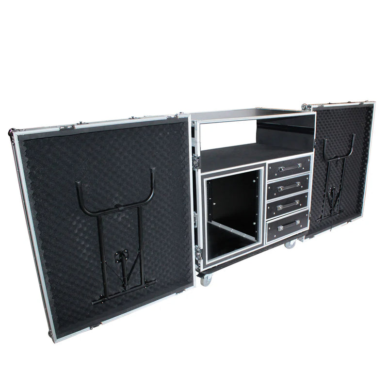 PRO-X- XS-12U4DTWCO - ProX XS-12U4DTWCO Dual-Table Case And Mixing Console Workstation W-Casters