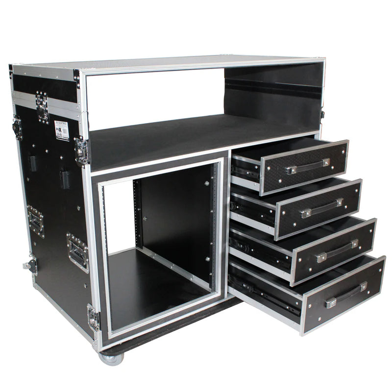 PRO-X- XS-12U4DTWCO - ProX XS-12U4DTWCO Dual-Table Case And Mixing Console Workstation W-Casters