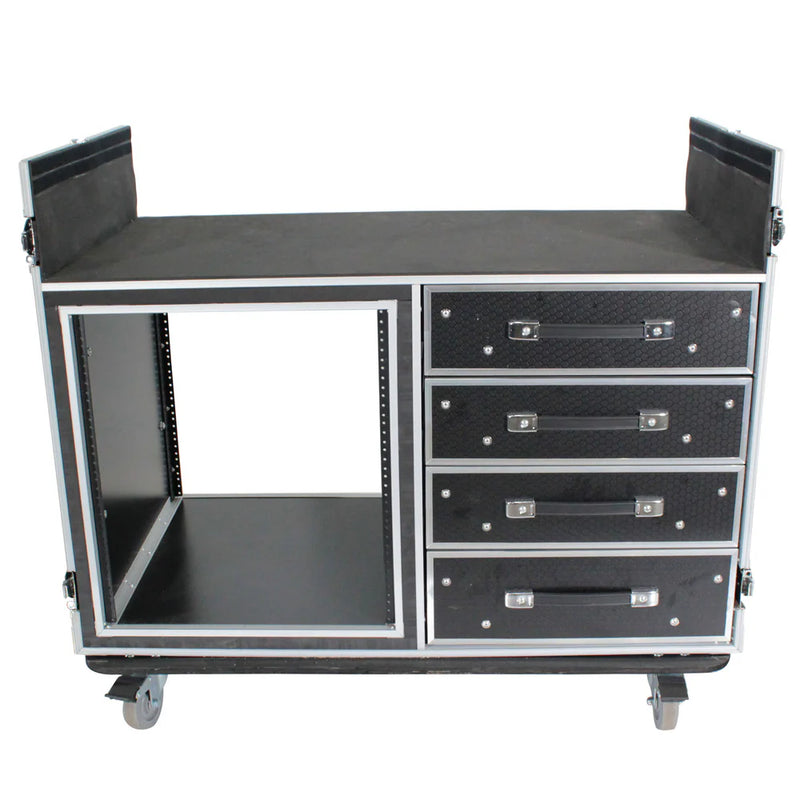 PRO-X- XS-12U4DTWCO - ProX XS-12U4DTWCO Dual-Table Case And Mixing Console Workstation W-Casters