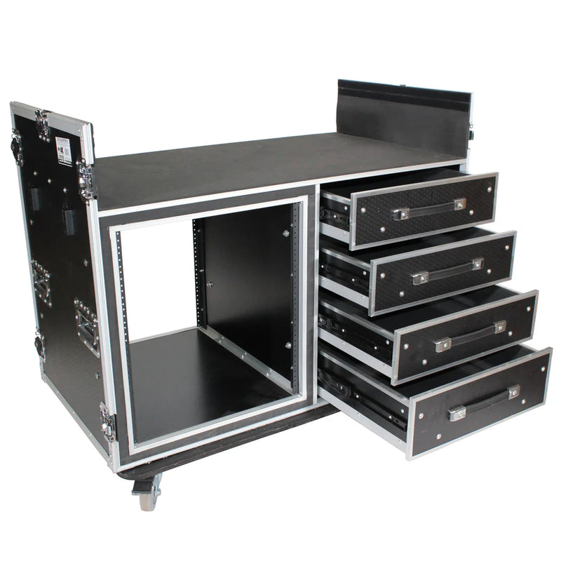 PRO-X- XS-12U4DTWCO - ProX XS-12U4DTWCO Dual-Table Case And Mixing Console Workstation W-Casters