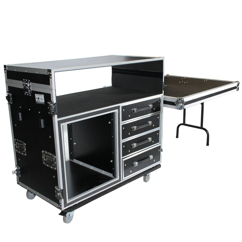 PRO-X- XS-12U4DTWCO - ProX XS-12U4DTWCO Dual-Table Case And Mixing Console Workstation W-Casters