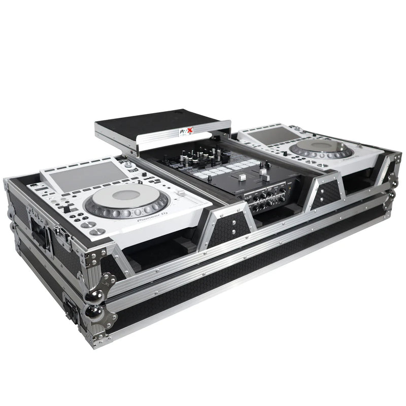 PRO-X- XS-CDM3000WLT - ProX XS-CDM3000WLT Flight Case DJ Coffin for Pioneer Mixer DJM-900NXS2 and 2 CDJ-3000 W-Wheels and Laptop Shelf