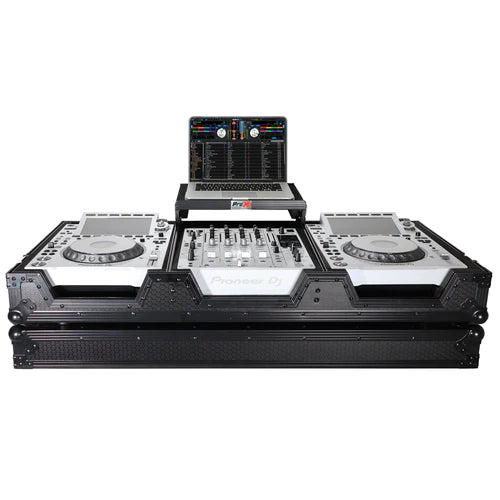 PRO-X- XS-CDM3000WLTBL - ProX XS-CDM3000WLTBL DJ Coffin Case for Pioneer 2X CDJ-3000 CD and DJM-900NXS2 Mixer W/Wheels & Laptop Shelf (Black on Black)