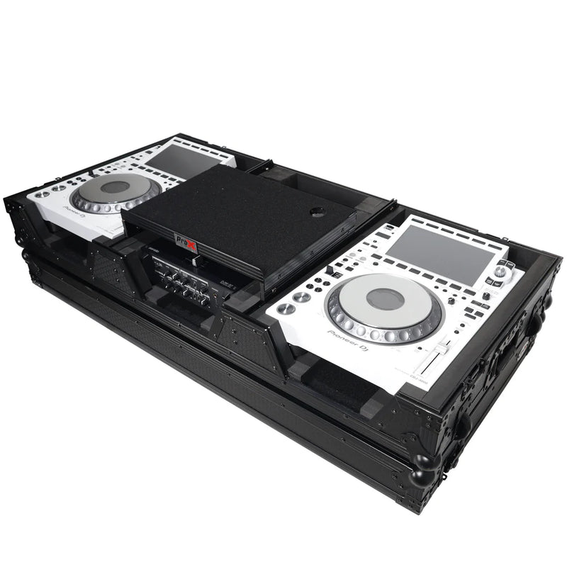 PRO-X- XS-CDM3000WLTBL - ProX XS-CDM3000WLTBL DJ Coffin Case for Pioneer 2X CDJ-3000 CD and DJM-900NXS2 Mixer W/Wheels & Laptop Shelf (Black on Black)