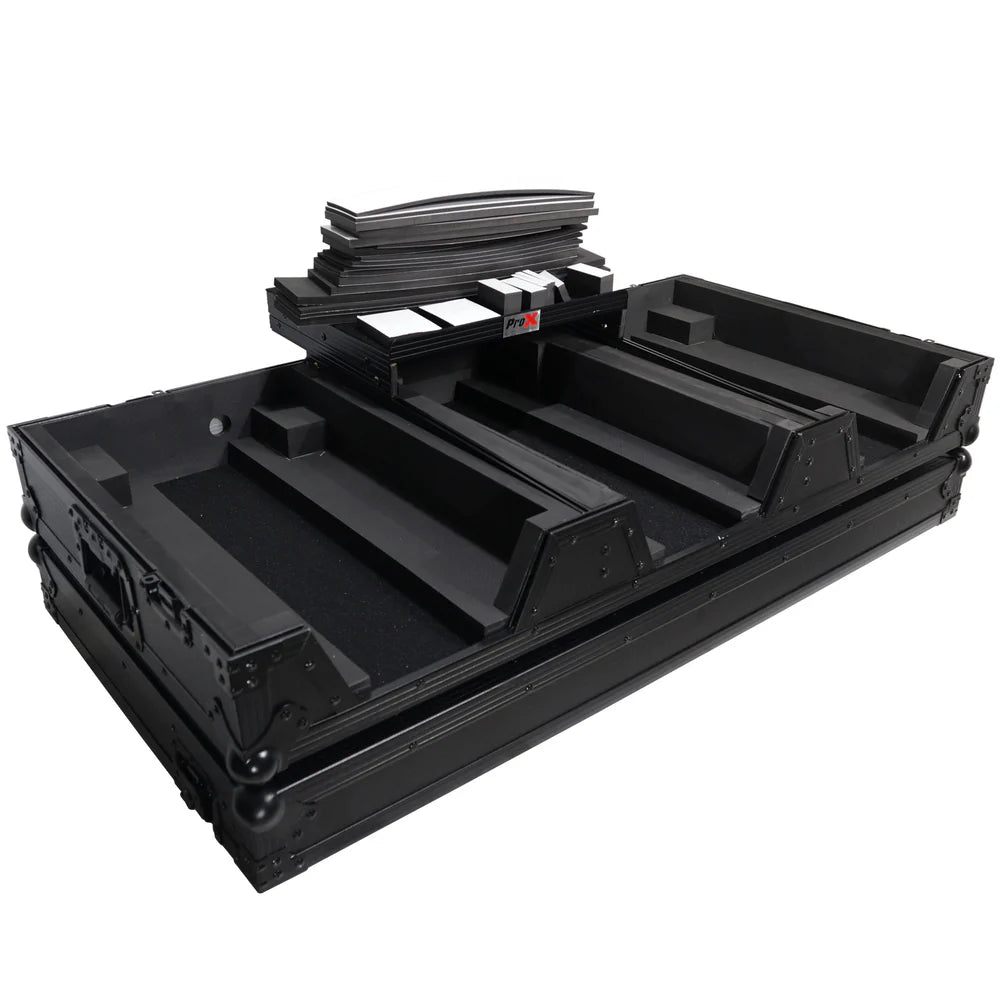 PRO-X- XS-CDM3000WLTBL - ProX XS-CDM3000WLTBL DJ Coffin Case for Pioneer 2X CDJ-3000 CD and DJM-900NXS2 Mixer W/Wheels & Laptop Shelf (Black on Black)