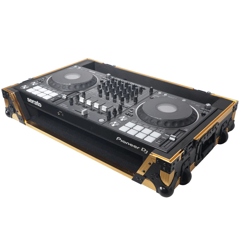 PRO-X- XS-DDJ1000 W GLD - ProX XS-DDJ1000WFGLD ATA Flight Case for Pioneer DDJ-1000 FLX6 SX3 DJ Controller w/1U Rack Space and Wheels (Gold Black)