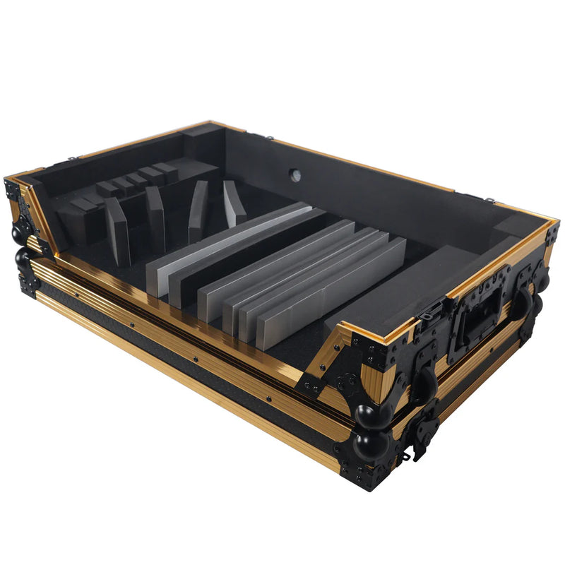 PRO-X- XS-DDJ1000 W GLD - ProX XS-DDJ1000WFGLD ATA Flight Case for Pioneer DDJ-1000 FLX6 SX3 DJ Controller w/1U Rack Space and Wheels (Gold Black)